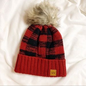 Ash & Antler "Plaid Days" Touque with Pompom Red & Black Panache